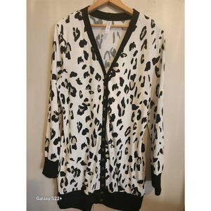 C20 Tickled Teal knit leopard cardigan